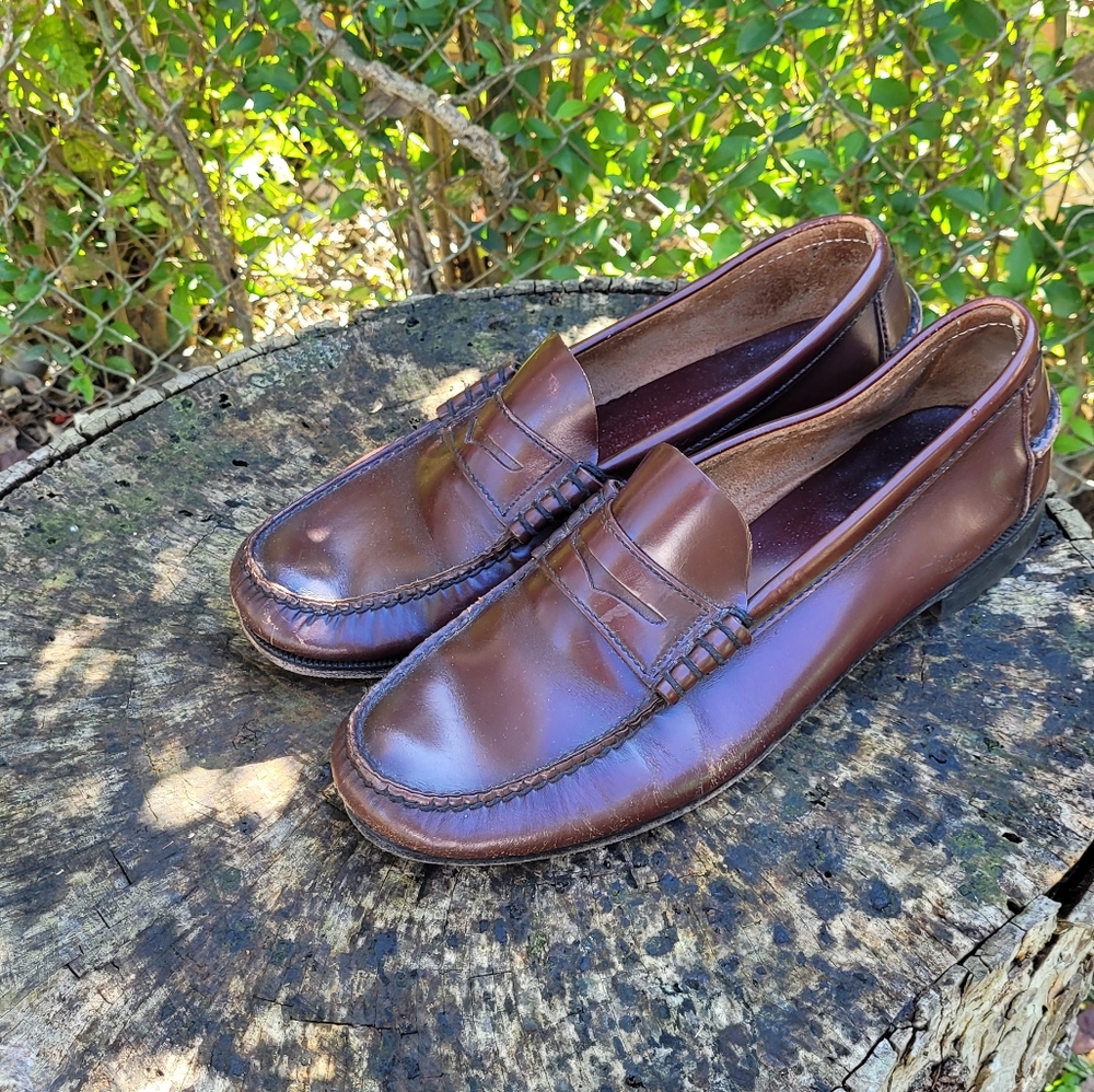 Men Vintage Brown Penny Loafers Size 10/Men Dress Shoes/ Men Slip On Shoes - Picture 2 of 8